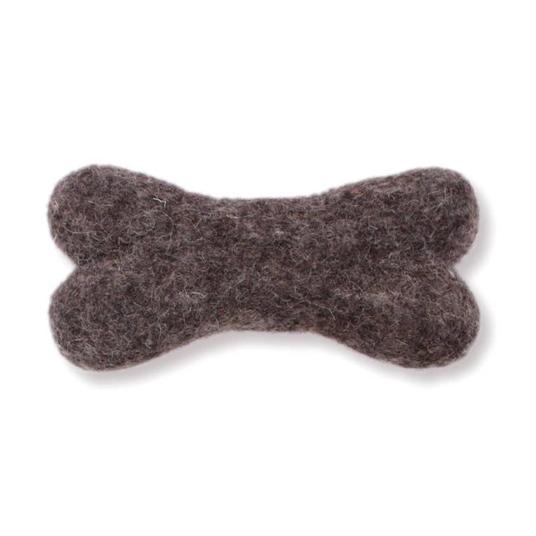 Eco Wool Dog Bones/Toys: Brown, Gray, White (Fair Trade): Light Grey / Small
