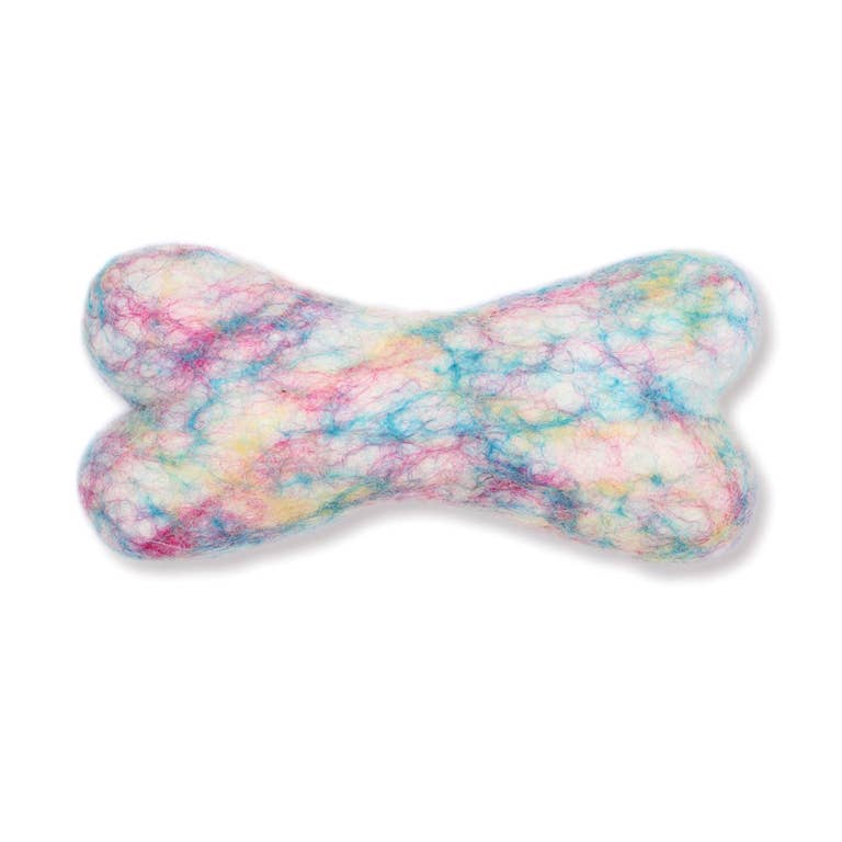 Eco Wool Dog Bones/Toys: Polka Dot & Tie-Dyed (Fair Trade): Tye-Dyed / Large