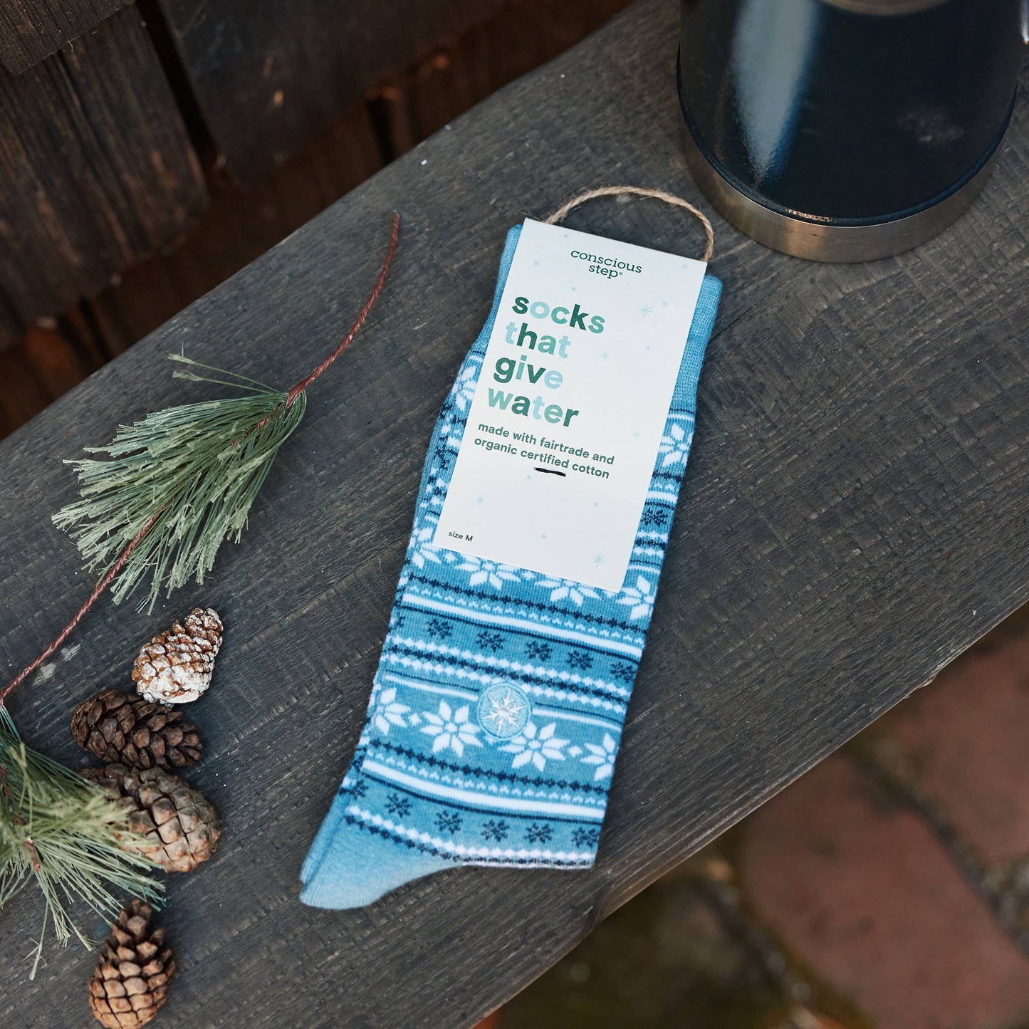 Socks that Give Water (Blue Fair Isle): Medium