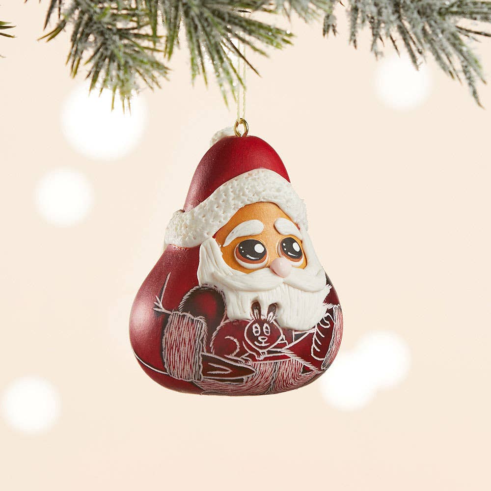 Jolly Santa Gourd Christmas Ornament