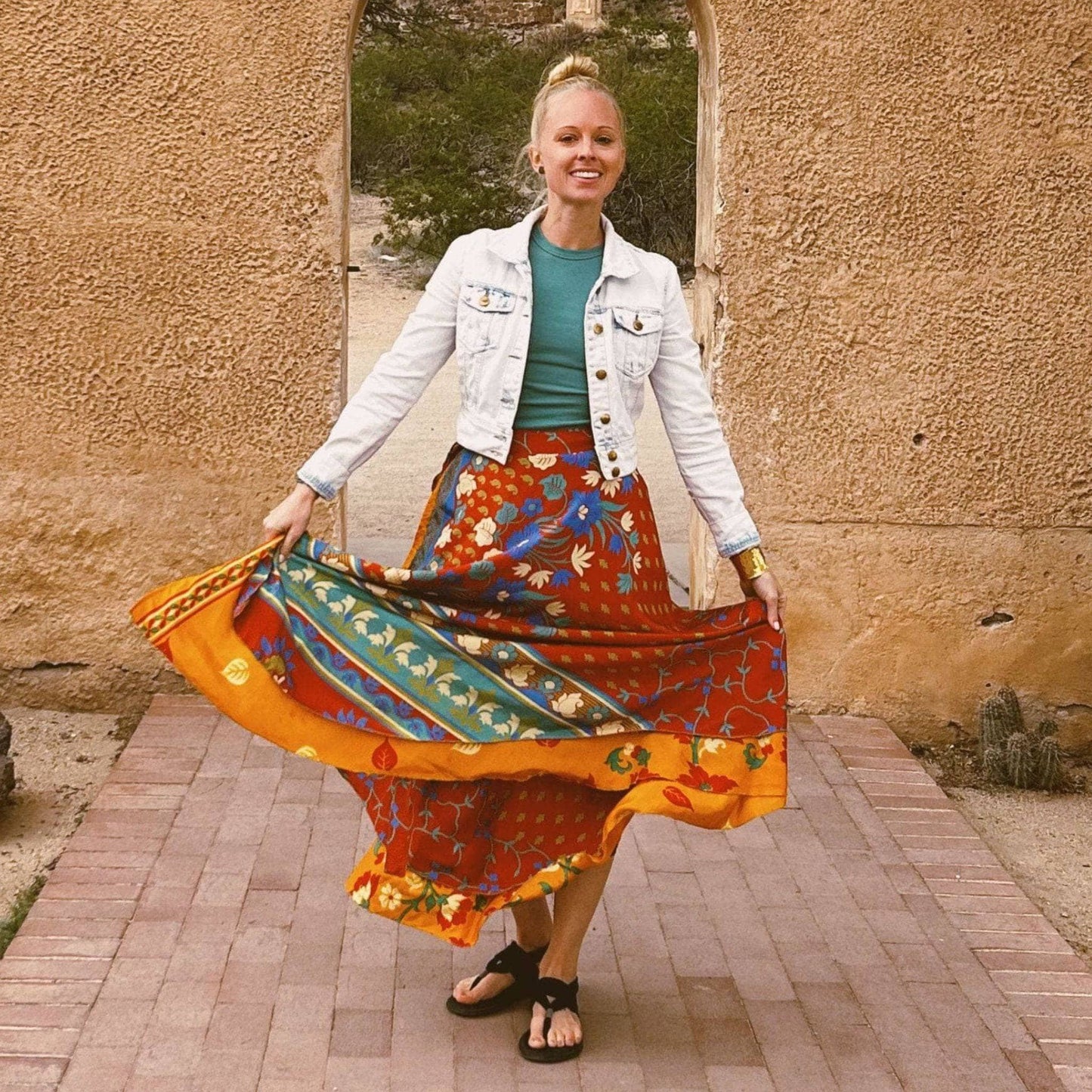 Sari Wrap Skirt: Cool Tones / Maxi / 02-12
