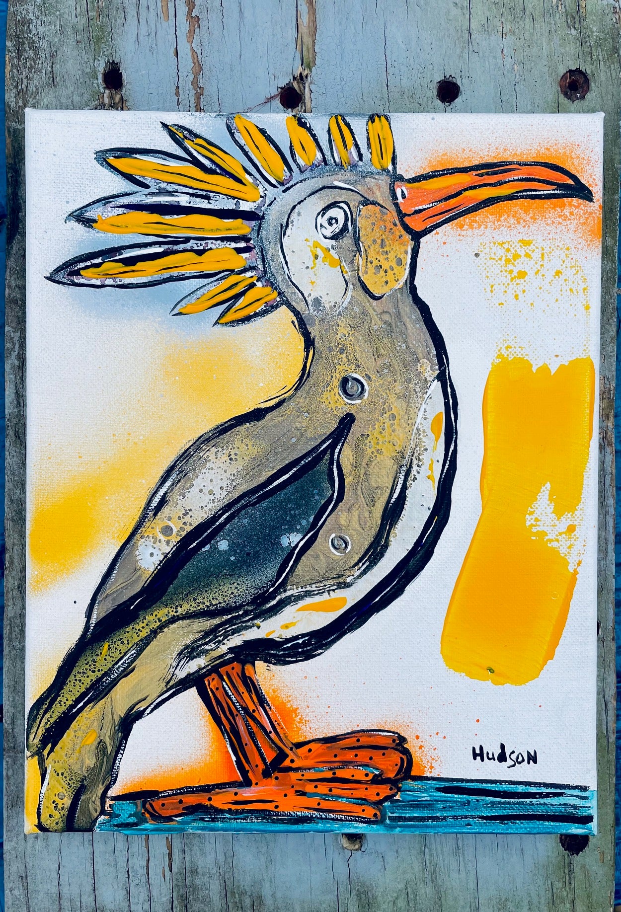 ‘BIRD WITH GOLDEN FEATHERS’ Ryan Hudson Mixed Media Painting