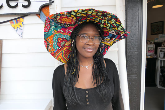 Sombrero de disquete Ankara con estampado de cera africana, regalo hecho a mano, sombrero con estampado kente/africano 