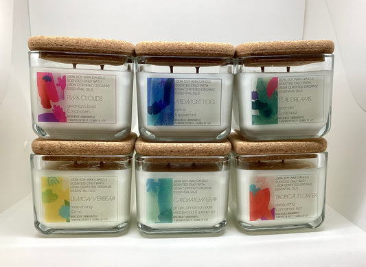 Two Wick 100% Soy Wax Candle w/ Organic Essential Oils