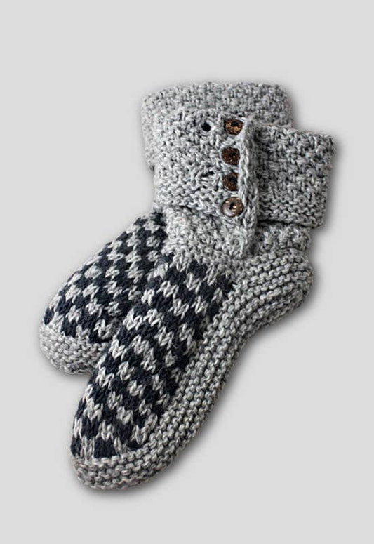 Wool Knit Slippers, fleece lined