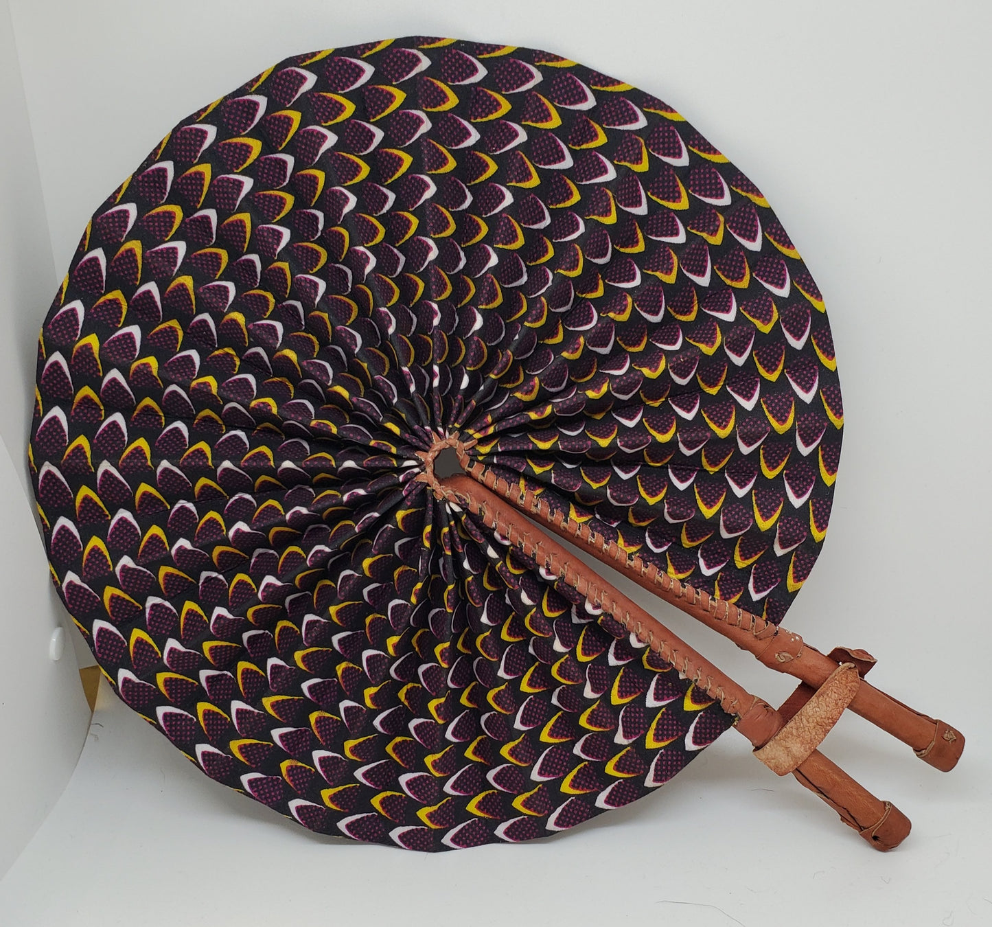 African Wax Print Fan, Handmade in Ghana