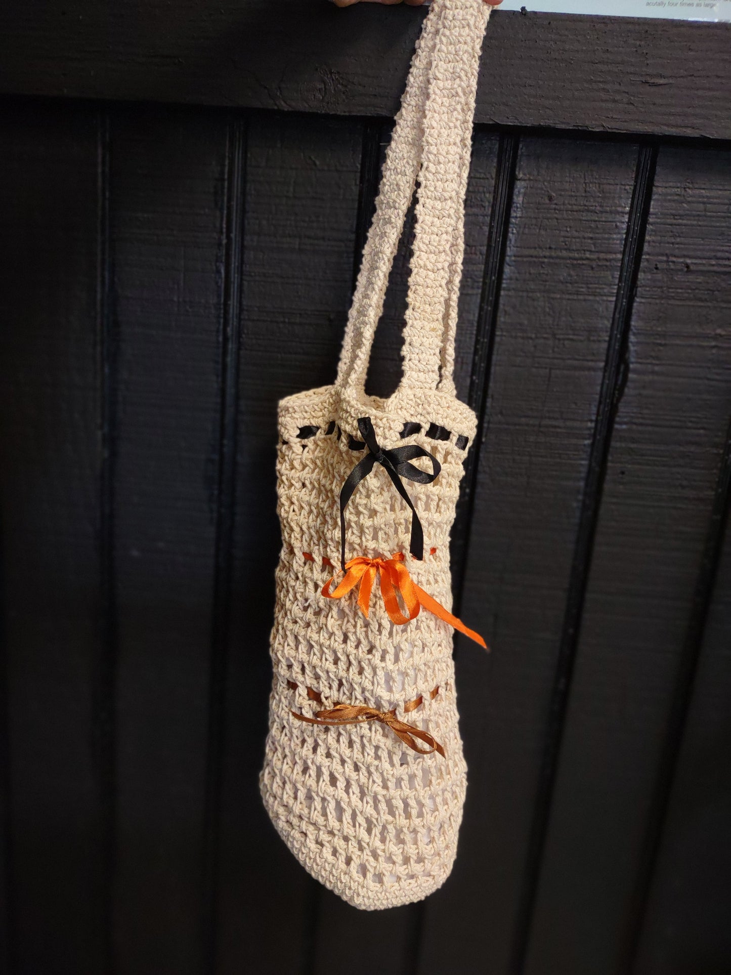 Crocheted Three Ribbon Bag