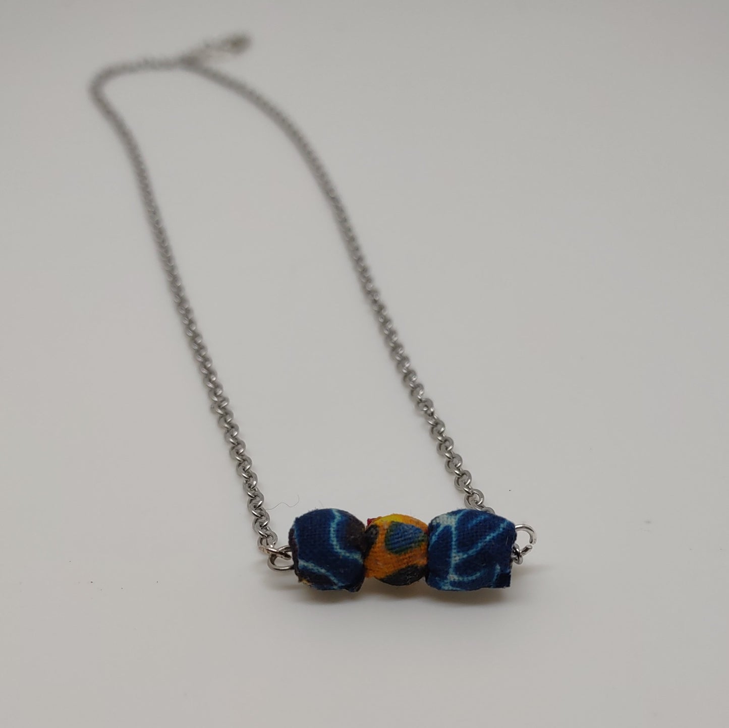 Triple Fabric Bead Necklace
