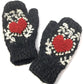 Embroidered Heart knit handwarmer, fleece lined