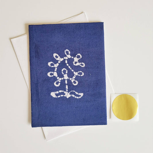 Navy Kolka Pattern Vegetable Dyed Batik Note Card