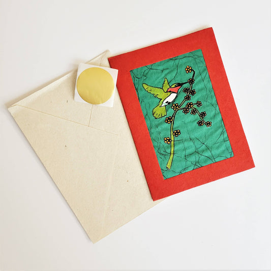 Hummingbird Batik Note Card