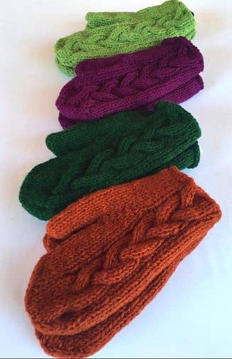 Wool Cable Knit Mitten, fleece lined