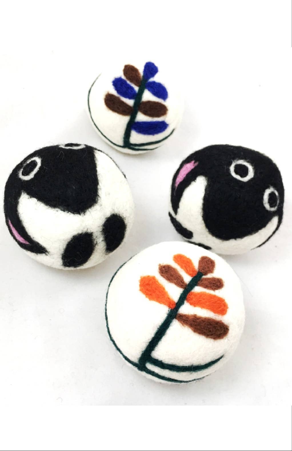 Handfelted Embroidered Wool Dryer Balls - Set of 2