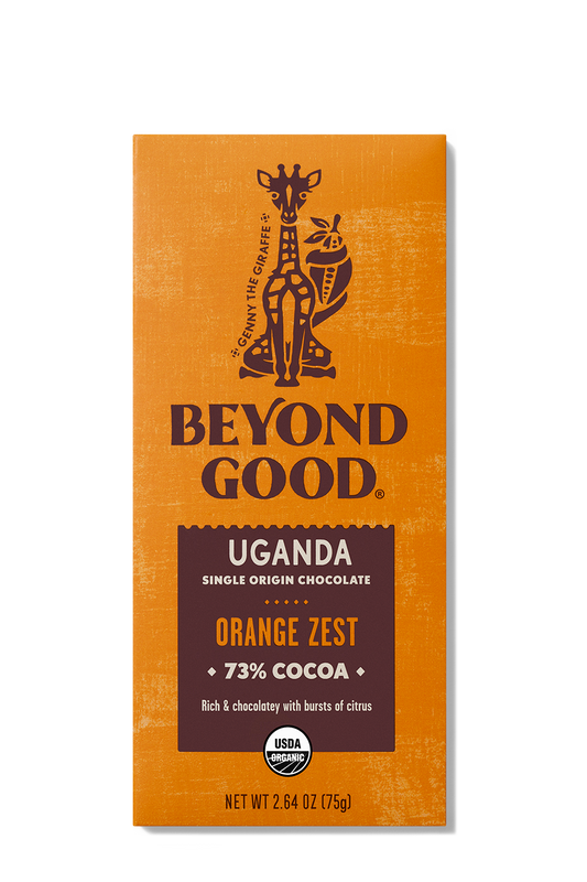 Fair Trade Organic Orange Zest 73% Uganda Chocolate Bar