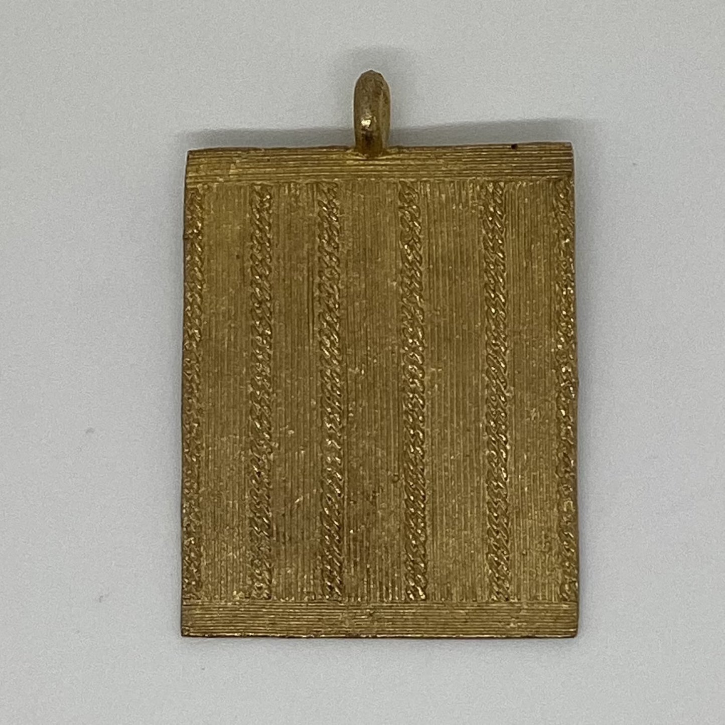 Rectangle with Weave Stitch Brass Pendant