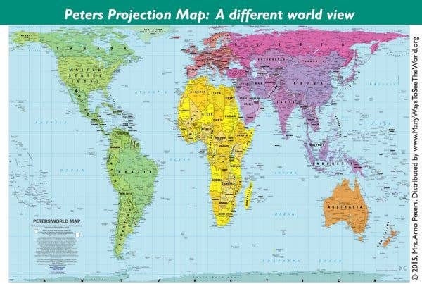 Postcard - Peters Projection Map