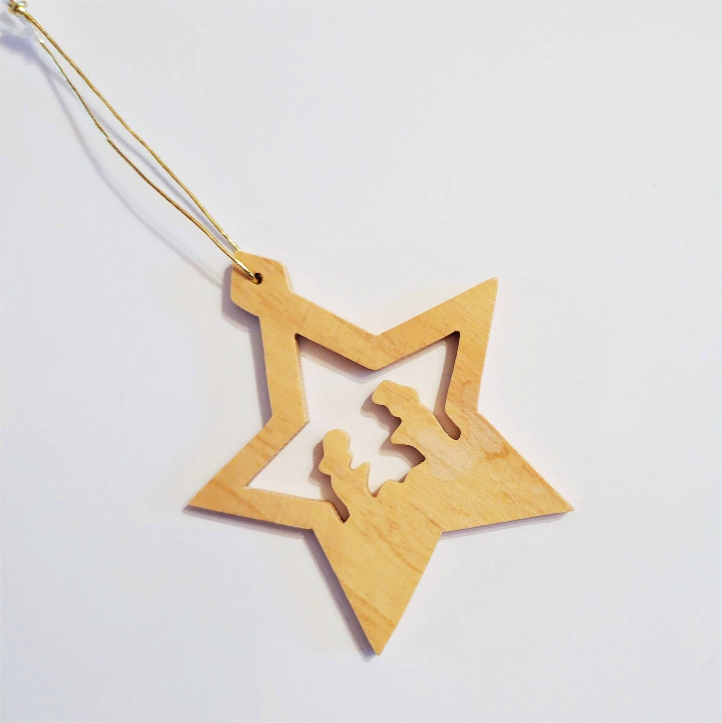 Carved Olive Wood Star Ornament