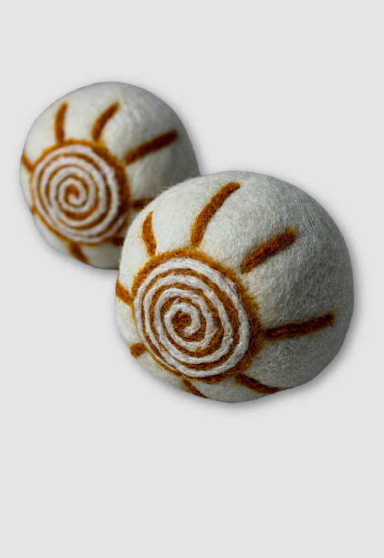 Handfelted Embroidered Wool Dryer Balls - Set of 2