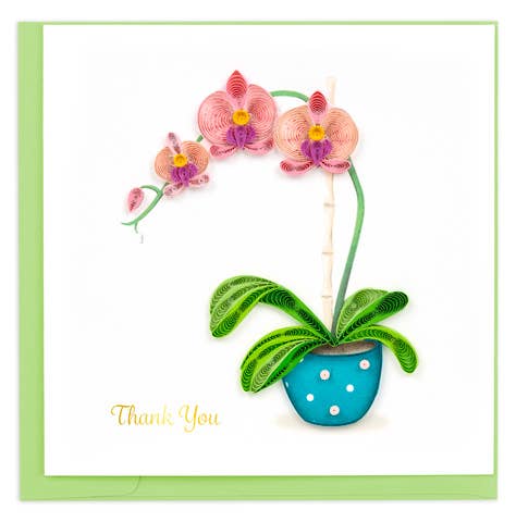 Quilled Thank You Potted Orchid Greeting Card
