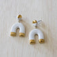 White and Gold Dangle Earrings, Horseshoe