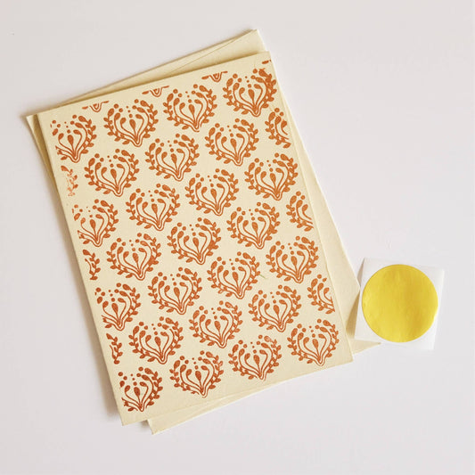 White Copper Foil Block Print Note Card