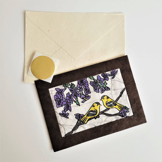 Goldfinch Batik Note Card