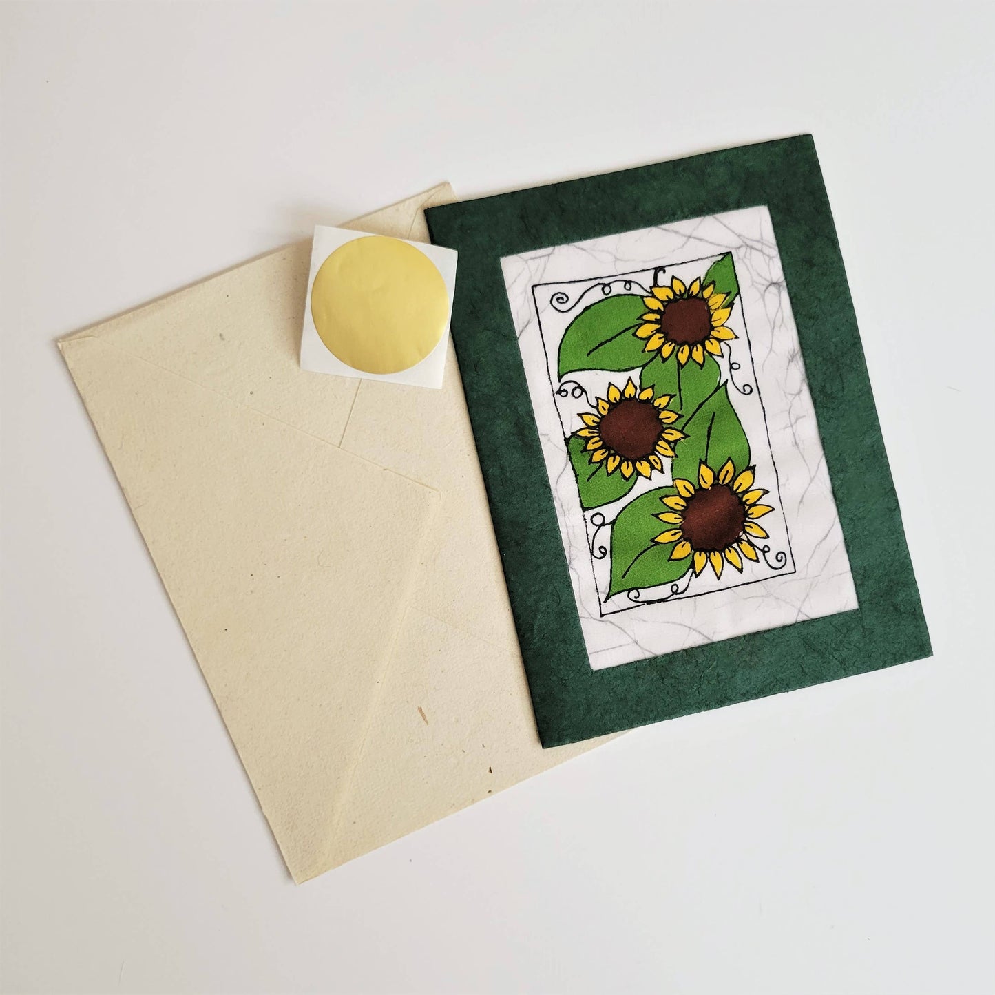 Sunflower Batik Note Card