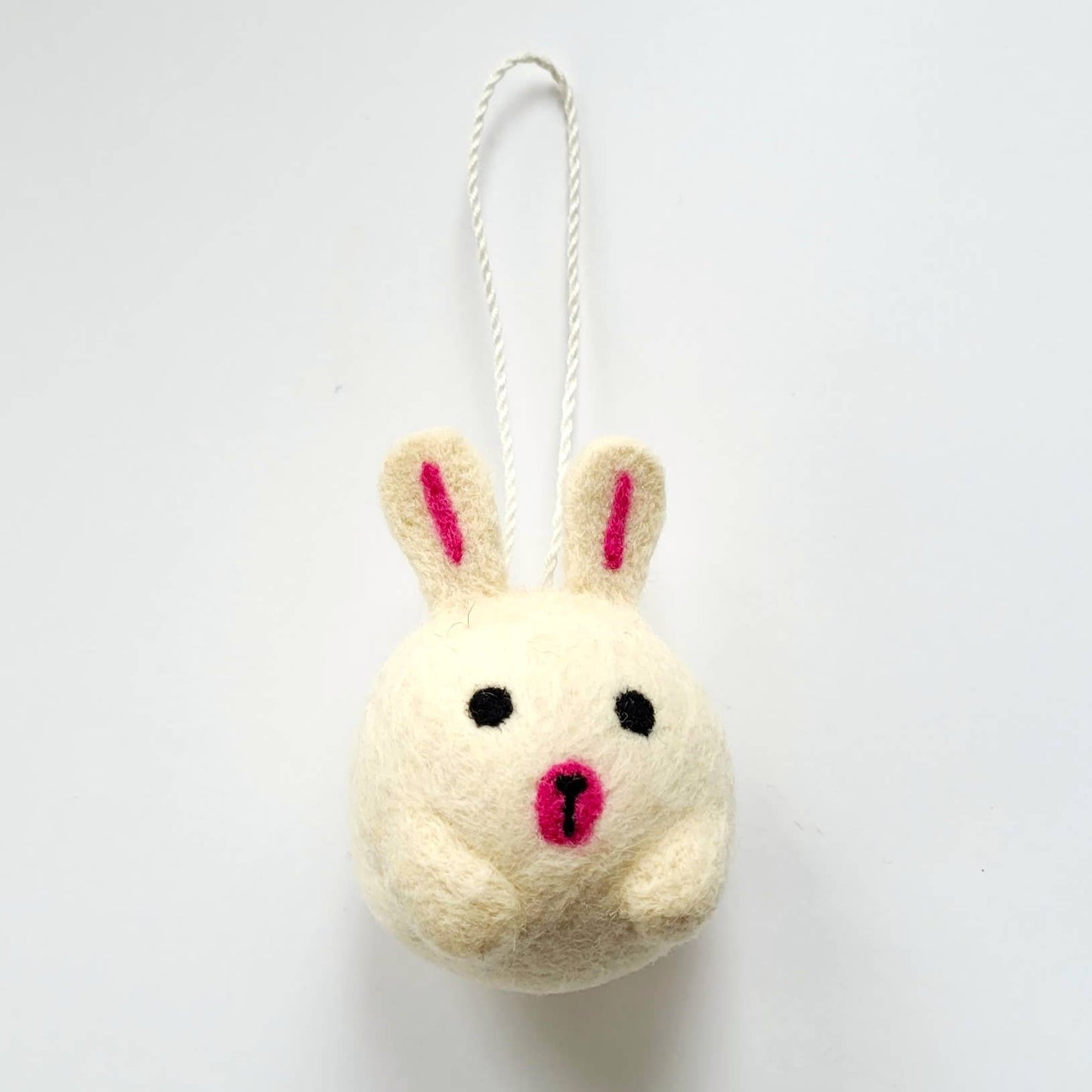 Rabbit Felted Wool Ball Ornament