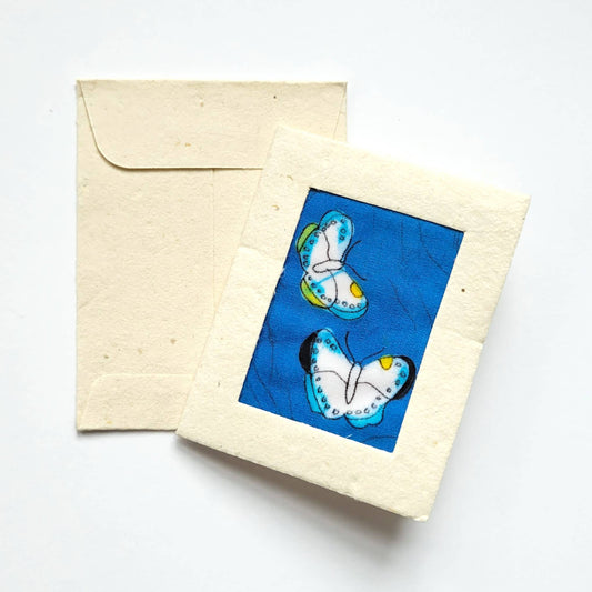 Batik Blue Butterfly Mini Card