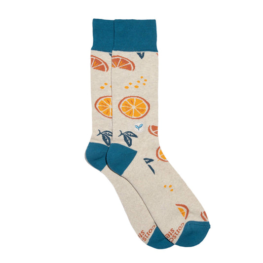 Socks that Plant Trees (Beige Oranges): Medium