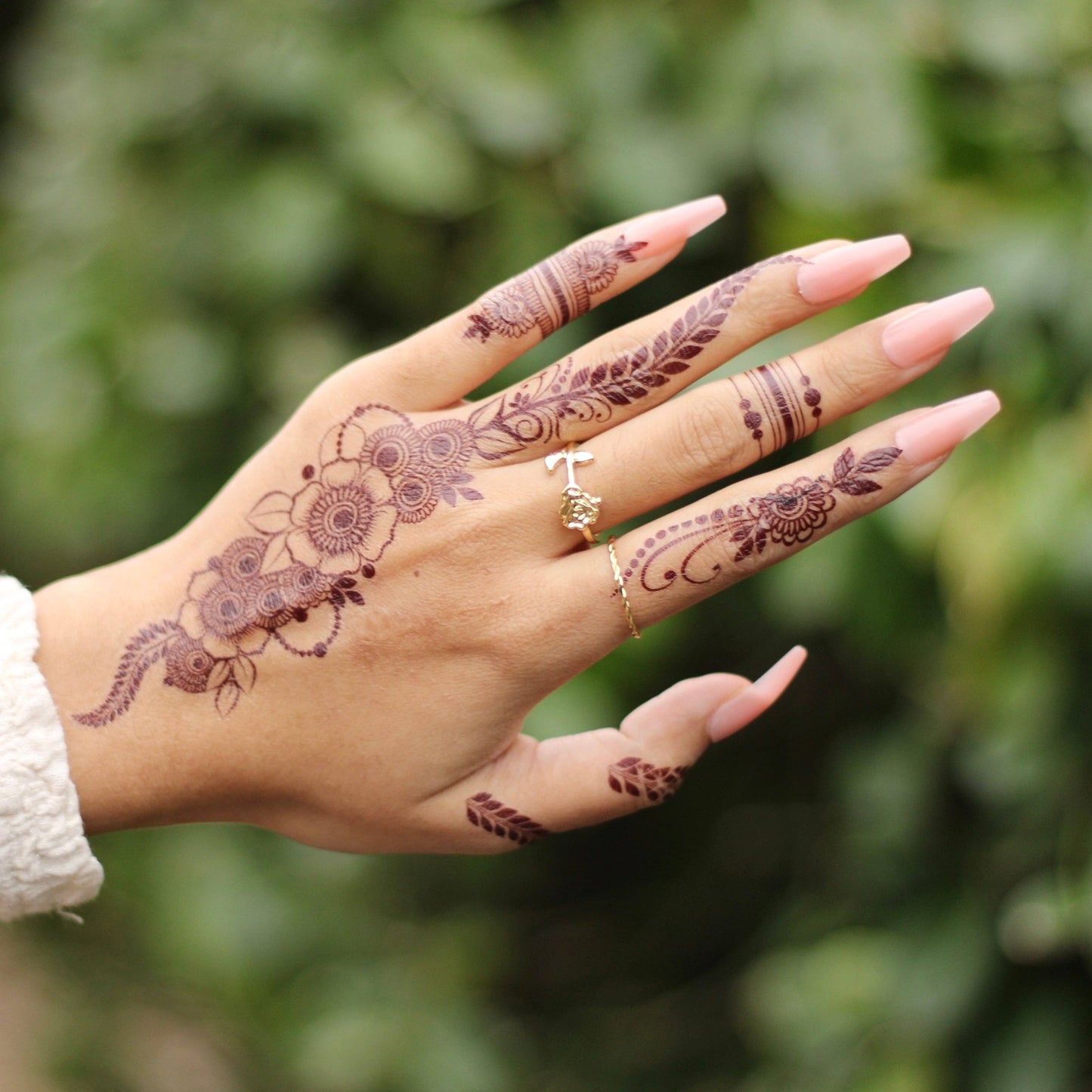 Savarna -- Floral one-sided design DIY Arabic Inspired format Henna Inspired Temporary Tattoos