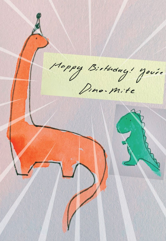 Tarjeta de cumpleaños Dino-Mite