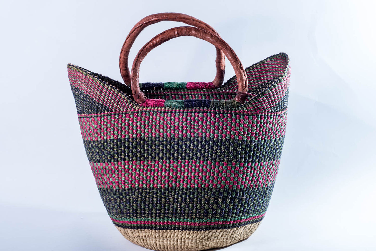 African Bolga Basket Shopper, Hand Made in Ghana