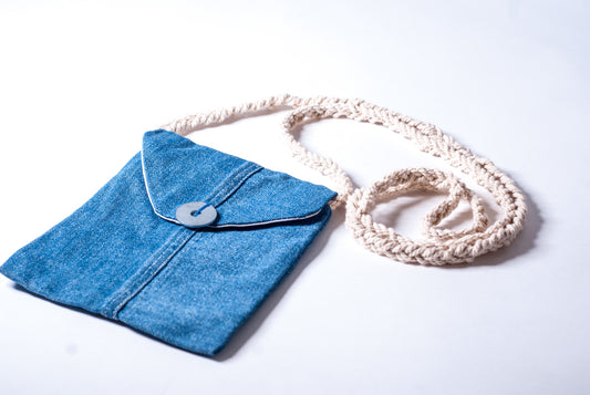 Denim Passport Bag with Washer