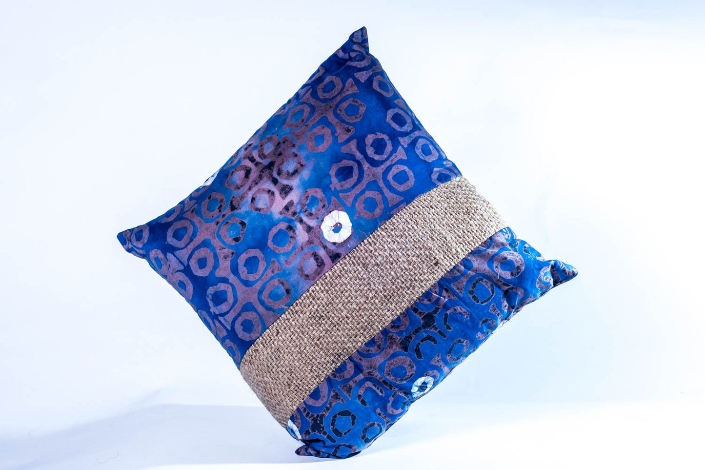 Burlap and Batik Pillow