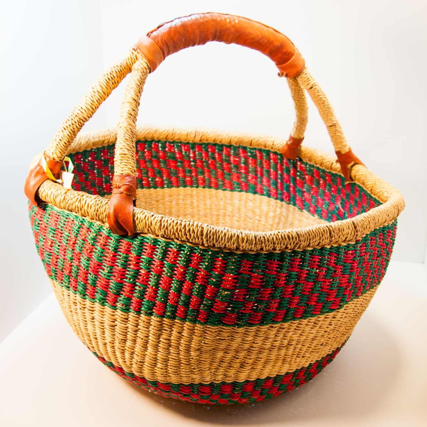 African Bolga Basket Shopper, Hand Made in Ghana