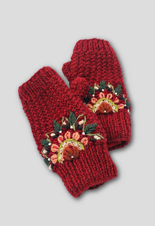 Embroidered & Beaded Wool Hand Warmer