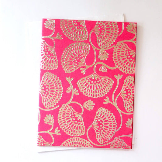 Pink Lotus Leaf Foiled Card