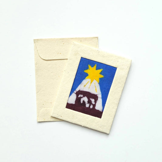 Batik Christmas Stable Nativity Mini Card