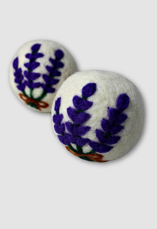 Handfelted Embroidered Wool Dryer Balls - Set of 2