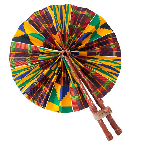 African Wax Print Fan, Handmade in Ghana