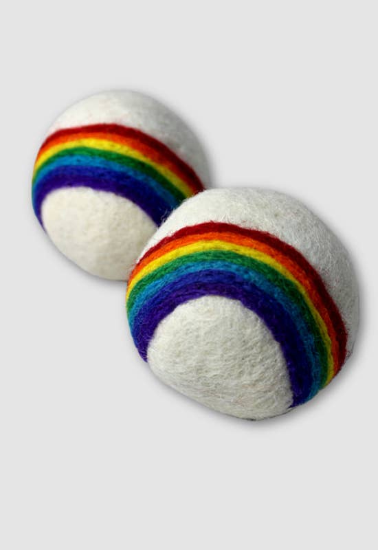 Handfelted Embroidered Wool Dryer Balls - Set of 2: Hearts