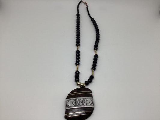 Tuareg ebony silver necklace