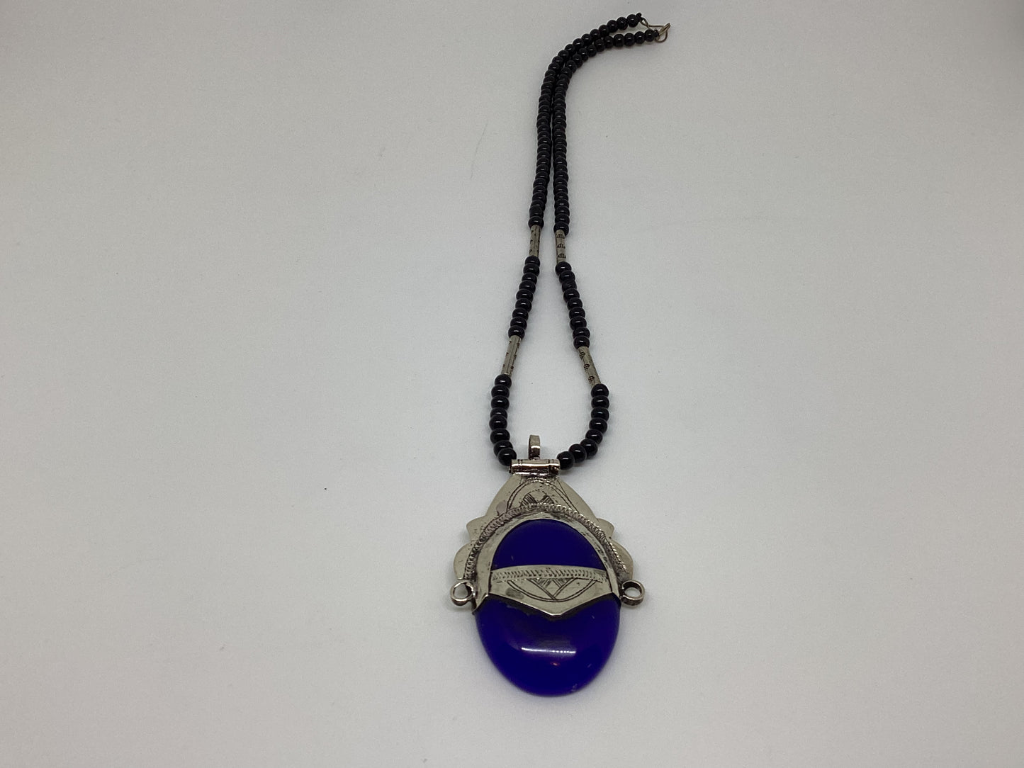 Tuareg blue agate silver necklace