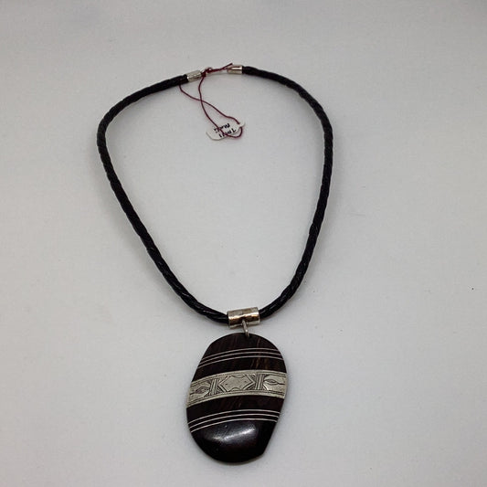 Tuareg ebony large pendant necklace